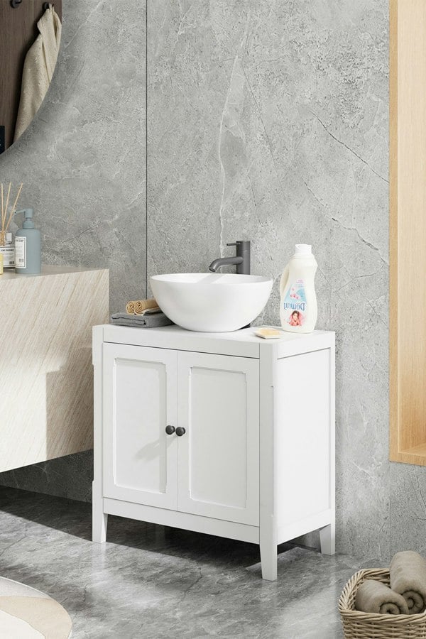 Living and Home Double-door U-Shaped Bathroom Under Sink Cabinet