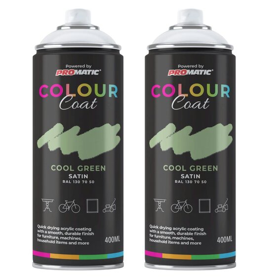 Colour Coat 2X Cool Green RAL 130 70 50 Satin Spray Paint 400ml