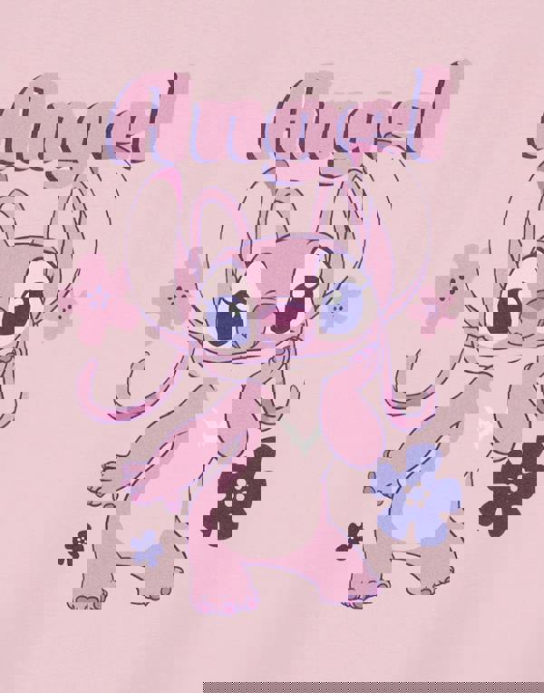 Disney Lilo & Stitch Girls Pink Angel Short Sleeved T-Shirt