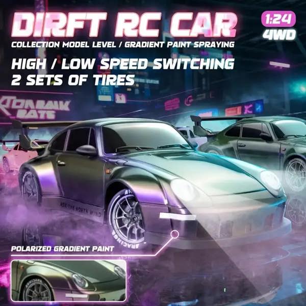 Dyzi Remote Control Drift Car LED Lights High-Speed 4WD Rechargeable Sports Toy