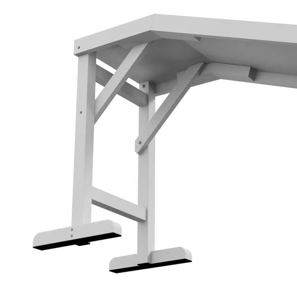 Pet ramp frame with white legs and black non-slip feet pads