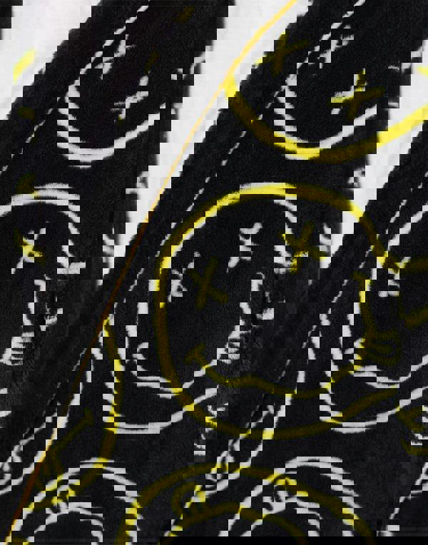 Nirvana Mens Black Logo Hooded Bathrobe