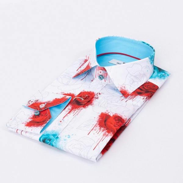 VIVID BLEEDING BLOOMS PRINT SHIRT – Premium Men's Patterned Shirt by Claudio Lugli | Bold Design, Tailored Fit, Best Printed Shirts