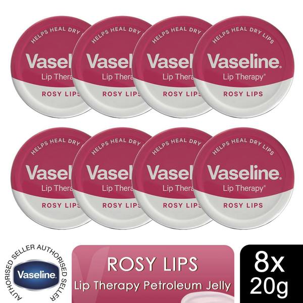 Vaseline Lip Therapy Rosy Lips 20gm Petroleum Jelly Tinted Lip Balm, 8 Pack