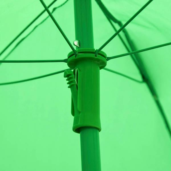 Green parasol pole and support ribs for kids picnic set, close-up