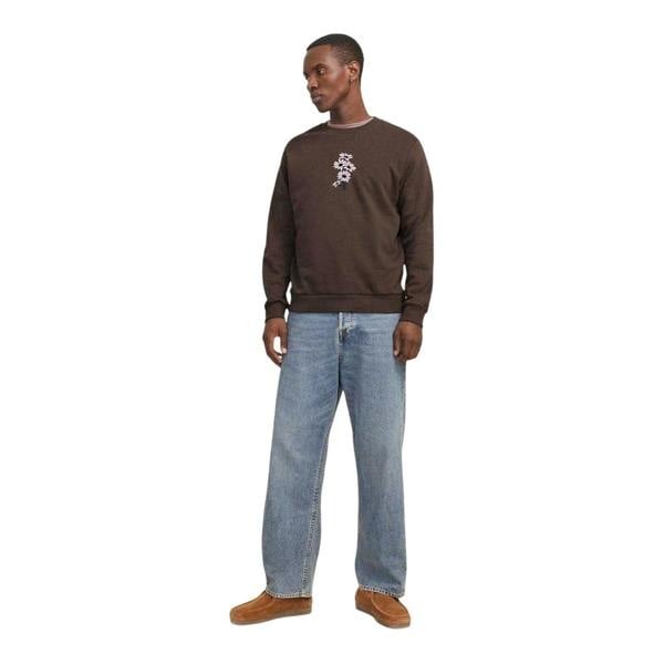 Jack And Jones Mens Embroidered Daisy Sweatshirt - Chocolate Brown - 