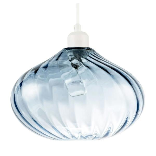 Modern Designer Dusty Blue Line Twisted Glass Pendant Lighting Shade Image 1