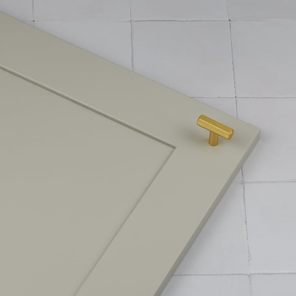 Handle & Home Brushed Brass Gold Hexagon Cabinet Handles and Coordinating T-Bar Knob
