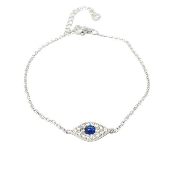 Minimalist Elegant Evil Eye Sterling Silver Bracelet