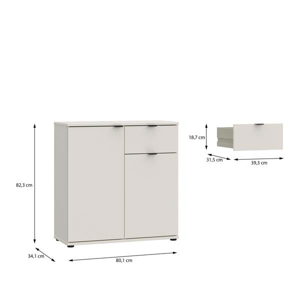Furniture To Go Ganymede 2 Door Cupboard with Drawer in Sand