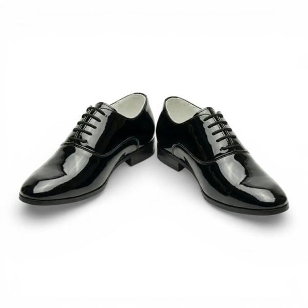 Dolcetto Men's Formal Black Patent PU Leather Oxford Dress Brogue Shoes