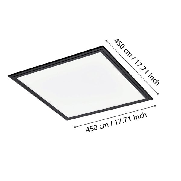 EGLO Salobrena 1 Ultra-Slim Modern Black Square LED Ceiling Light WBS