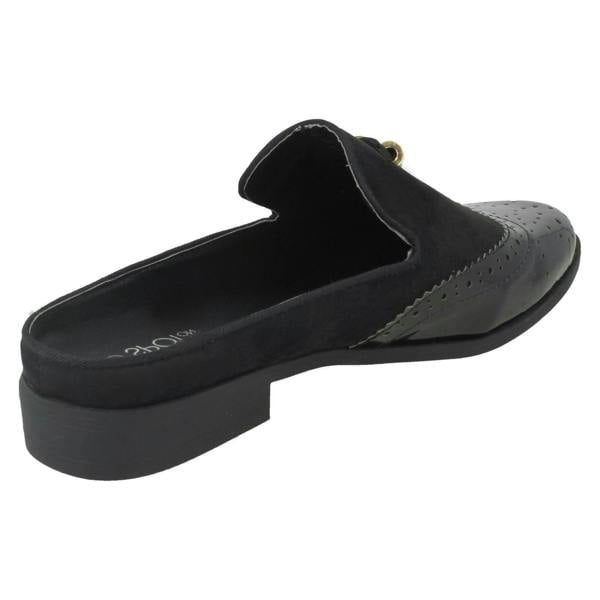Spot On Ladies Spot On Closed Toe Brogue Mules