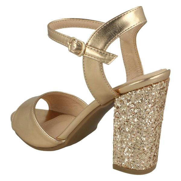 Spot On Ladies Spot On Blocked Glitter Heel Sandals F10919