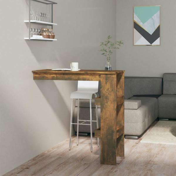 Berkfield Wall Bar Table Smoked Oak 102x45x103.5 cm Engineered Wood