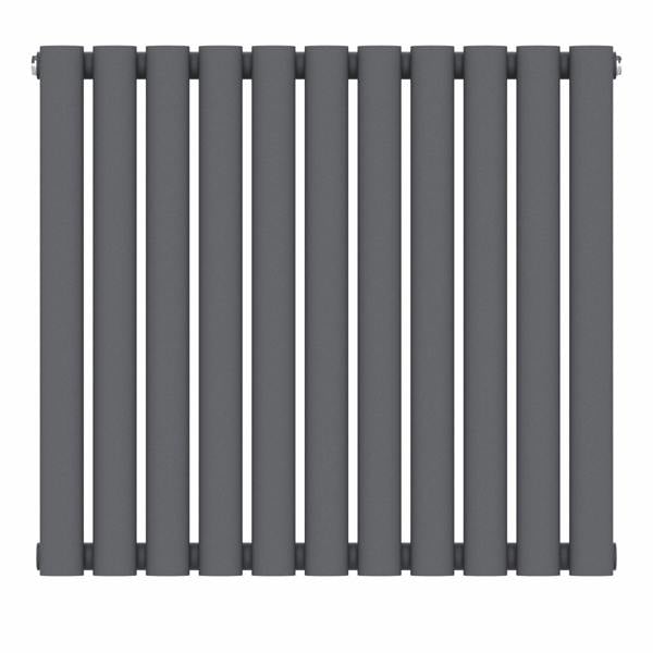 MYHOMEWARE Anthracite Gray 660 x 600 mm Modern Horizontal Column Designer Radiator Oval Single Panel Radiator Heater