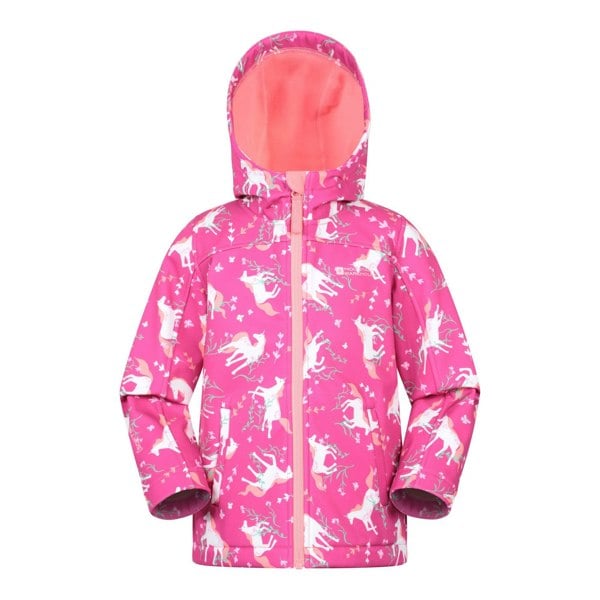 Mountain Warehouse Childrens/Kids Exodus Printed Water Resistant Soft Shell Jacket - Pink