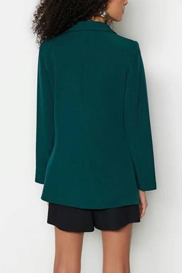 WOVCOR Lined Woven Blazer Jacket with Button Detail