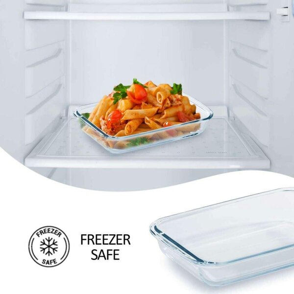 Dyzi 3L Borosilicate Glass Rectangular Baking Tray Oven Roasting Dish