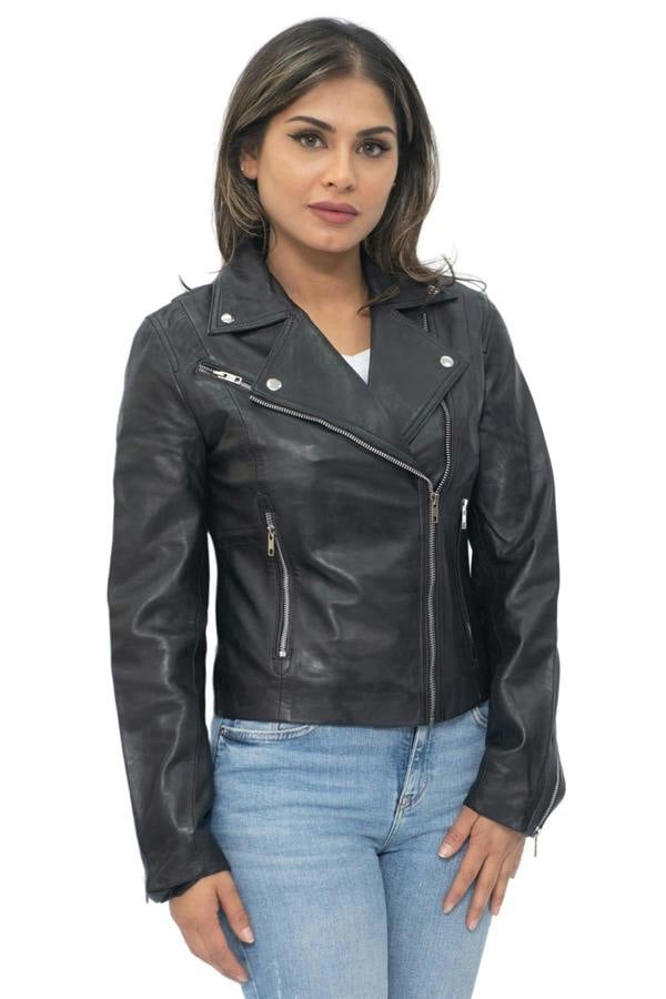 Infinity Leather Womens Leather Biker Jacket-Zanzibar