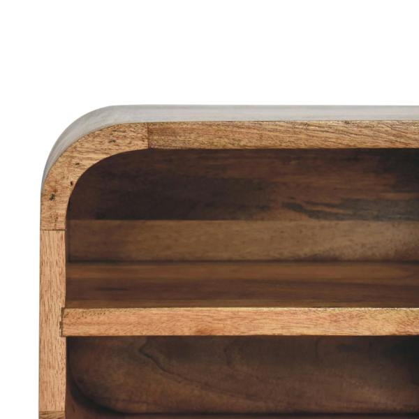 Artisan Furniture Solid Wood Oak-ish Floating Open Curve Bedside