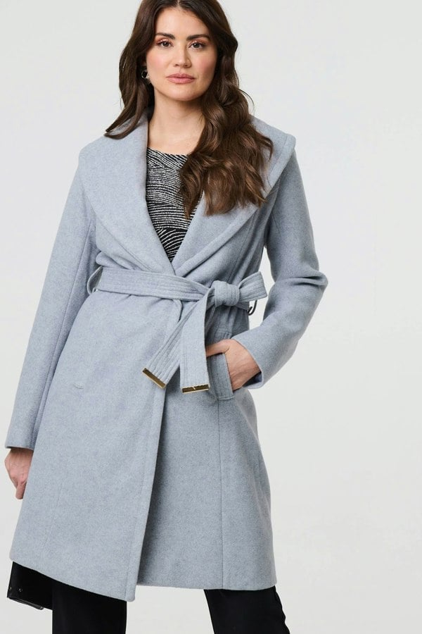 Light Blue | Wrap Front Tie Waist Coat