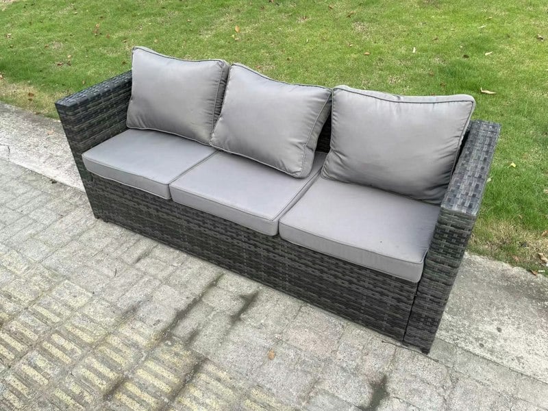 Fimous 5 Seater Wicker Rattan Garden Furniture Rising Table Sets Dark Grey Mix