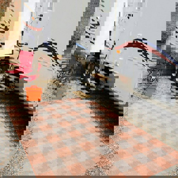 Outdoor-Indoor Rug Orange Geometric Design Weather-Proof | The Rugs