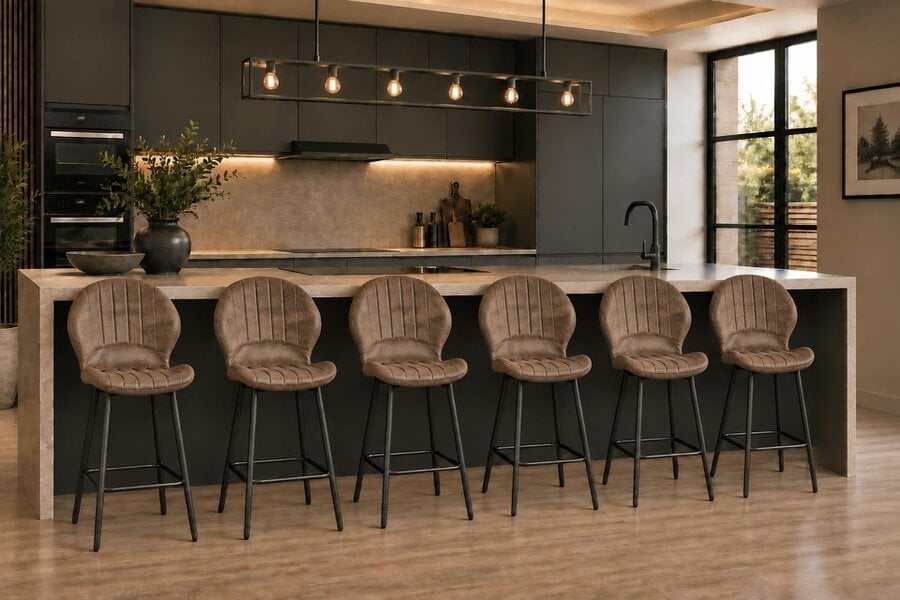 Outdoor Living Jaydn Distressed Leather Comfort Bar Stools