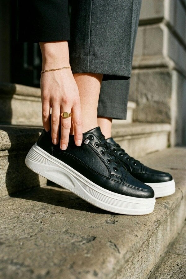 ikrush Bronagh Faux Leather Platform Trainers