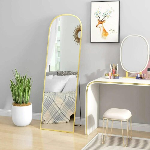 Bobobiy 162cm Aluminium Frame Standing Mirror - Gold