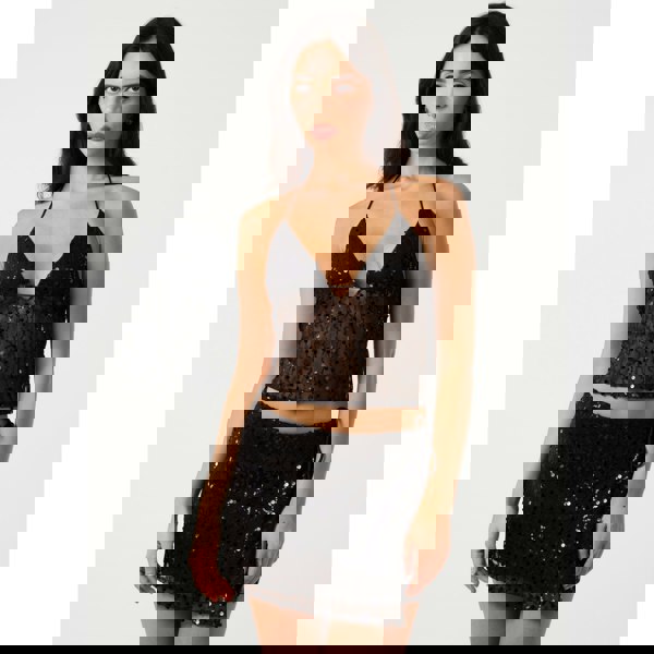 Pink Vanilla Sequin Tie Back Top