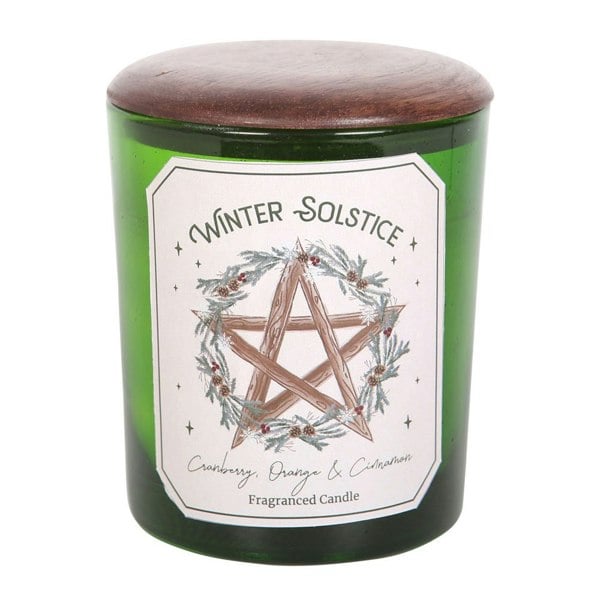 Something Different Winter Solstice Cranberry, Orange & Cinnamon Scented Candle - Green/White