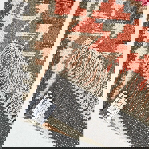 HOMESCAPES Jaipur Handwoven Brown and Orange Kilim Wool Rug