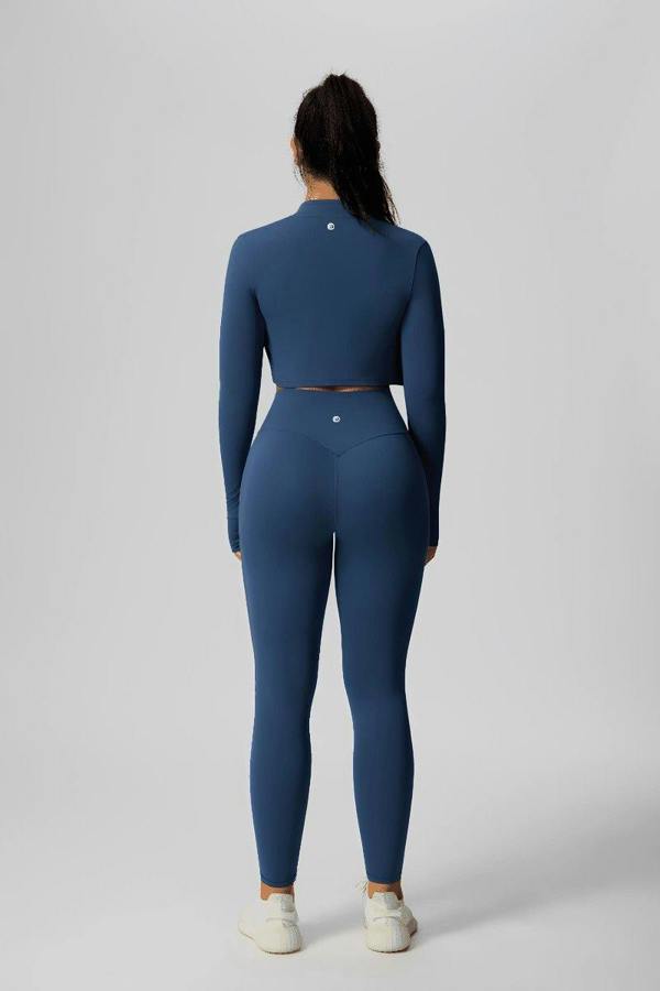 Anniou Zip Thumbhole Crop Yoga Jacket