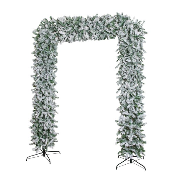 Samuel Alexander 8ft (2.30m) Samuel Alexander Single Door Snow Flocked Christmas Tree Flat Top Arch with 2000 Tips