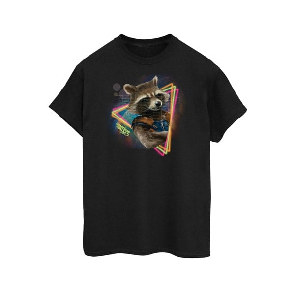 Marvel Womens/Ladies Guardians Of The Galaxy Neon Rocket Cotton Boyfriend T-Shirt - Black