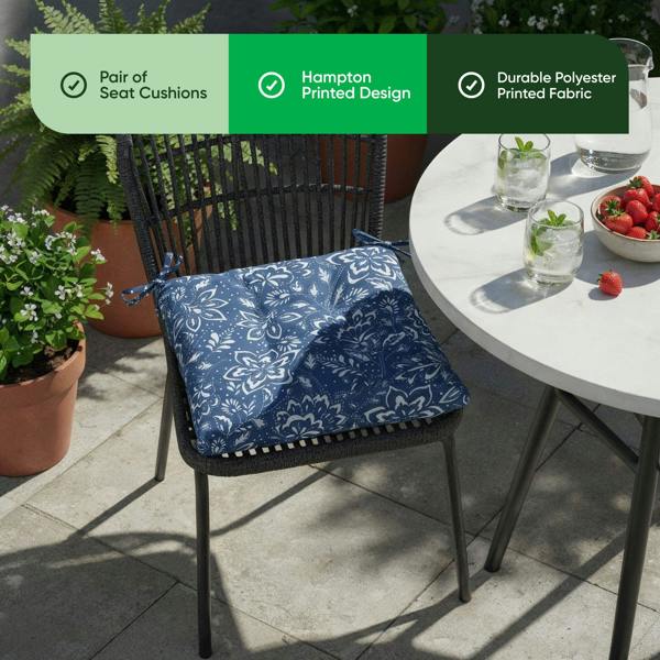 Gardenwize Pair of Outdoor Seat Pads – Hampton Design Chair Cushions