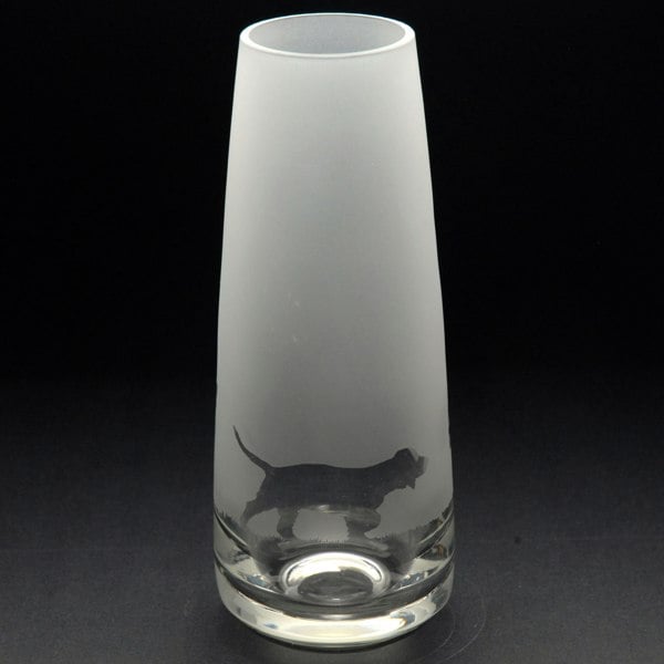 Glyptic Glass Art Cocker Spaniel Dog Glass Bud Vase - Hand Etched/Engraved Gift