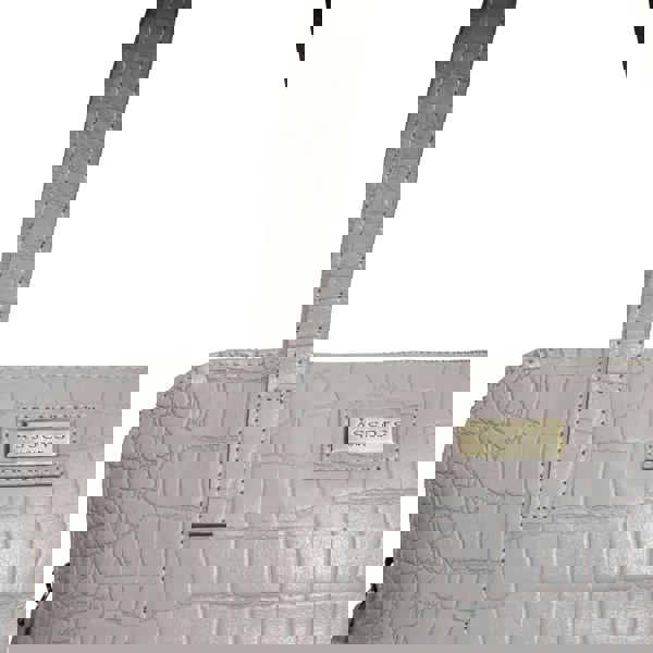 Assots London 'Eva' Ice Grey Croc Real Leather Designer Unlined Tote Bag