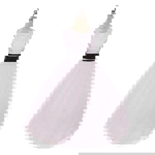 Girls white party dress with black sash