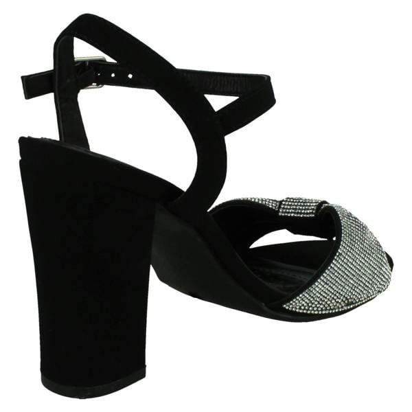 Spot On Ladies Spot On Ankle Strap Diamante Chunky High Heels F12050