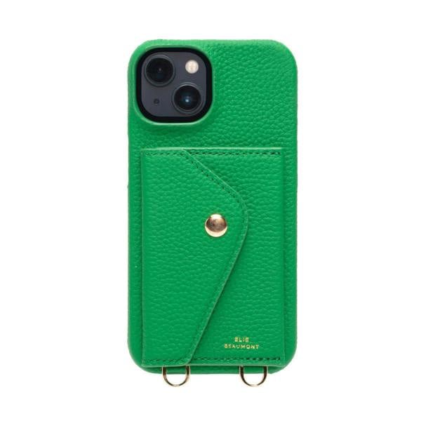 Elie Beaumont Genuine Leather iPhone Case - Jade - Harlequin Lanyard