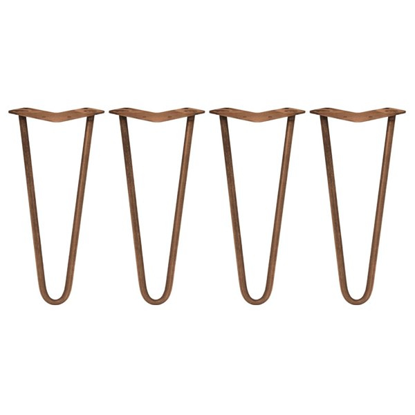 SkiSki 4 x 12" Hairpin Legs - 2 Prong - 12mm - Antique Copper