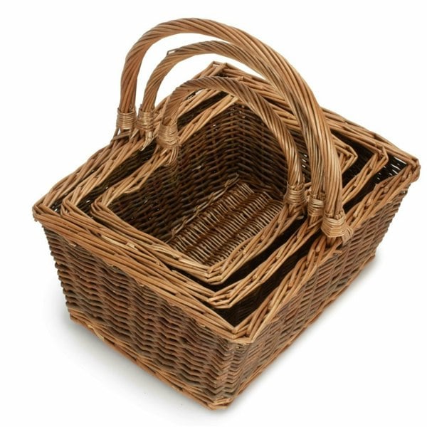 Rectangular Unpeeled Willow Shopping Basket