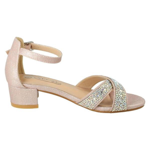 Spot On Girls Spot On Small Heeled Ankle Strap Glitter Sandals H1122