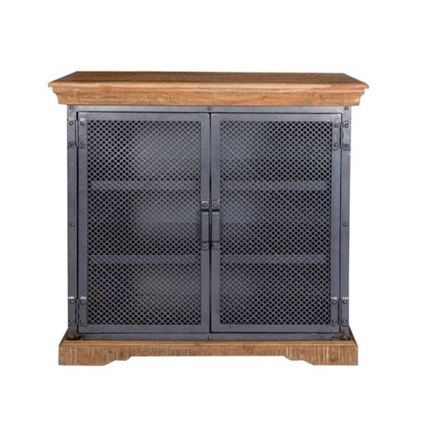 IH Design Dunphy Industrial Wood & Metal 2 Door Sideboard Hutch Set