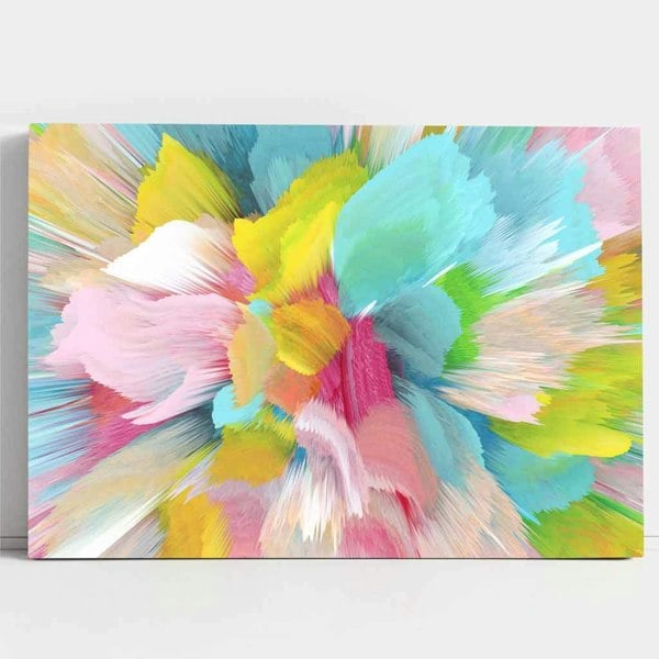 Artze Wall Art Abstract Blue Pink Floral Wall Art Canvas Print