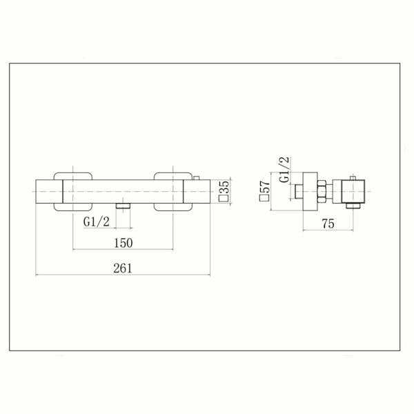 Flode Pitea Shower | SQ Thermo Bar Valve & SQ Slide Rail Kit | Chrome