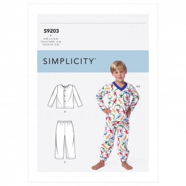 Simplicity Sewing Pattern 9203, Pyjamas for Kids, Teenagers, Men, Women, A (3-4-5-6-7-8) - Easy